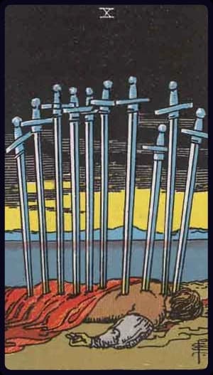 Ten of Swords tarot card