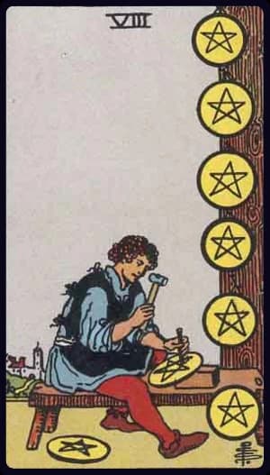 Eight of Pentacles tarot card