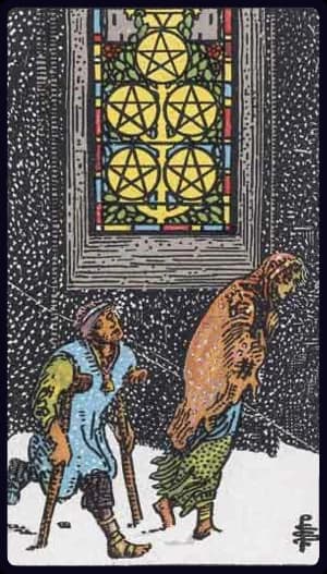 Five of Pentacles tarot card